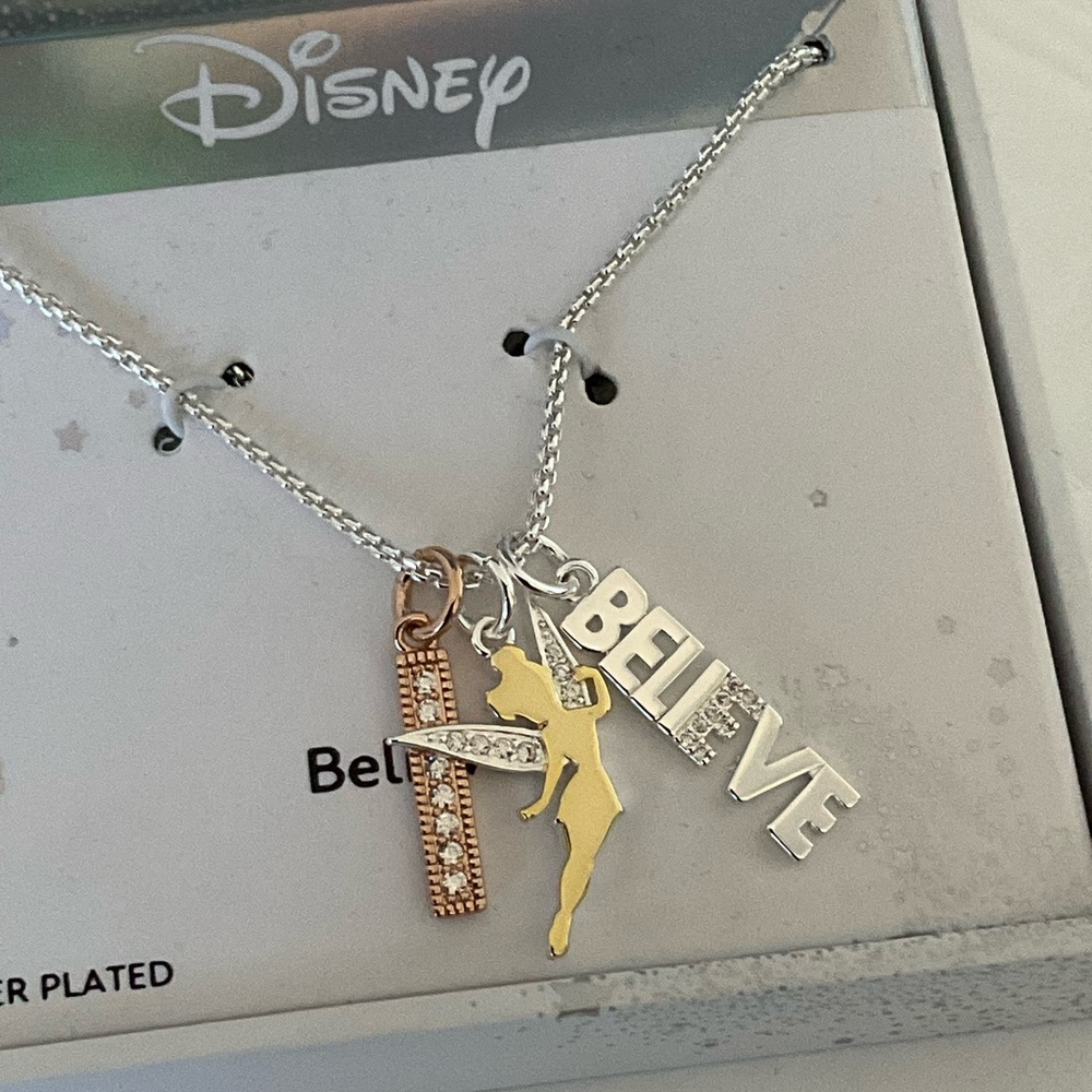 Disney Classics Jewelry | Tinker Bell “Believe” | Tri-Tone Pendant Necklace - Picture 12 of 13